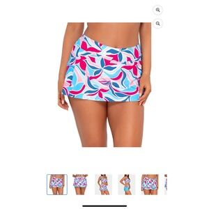 NWT Sunsets Making Waves Swim Skirt Skort Sport Floral Swimsuit Bottom S‎ Pocket